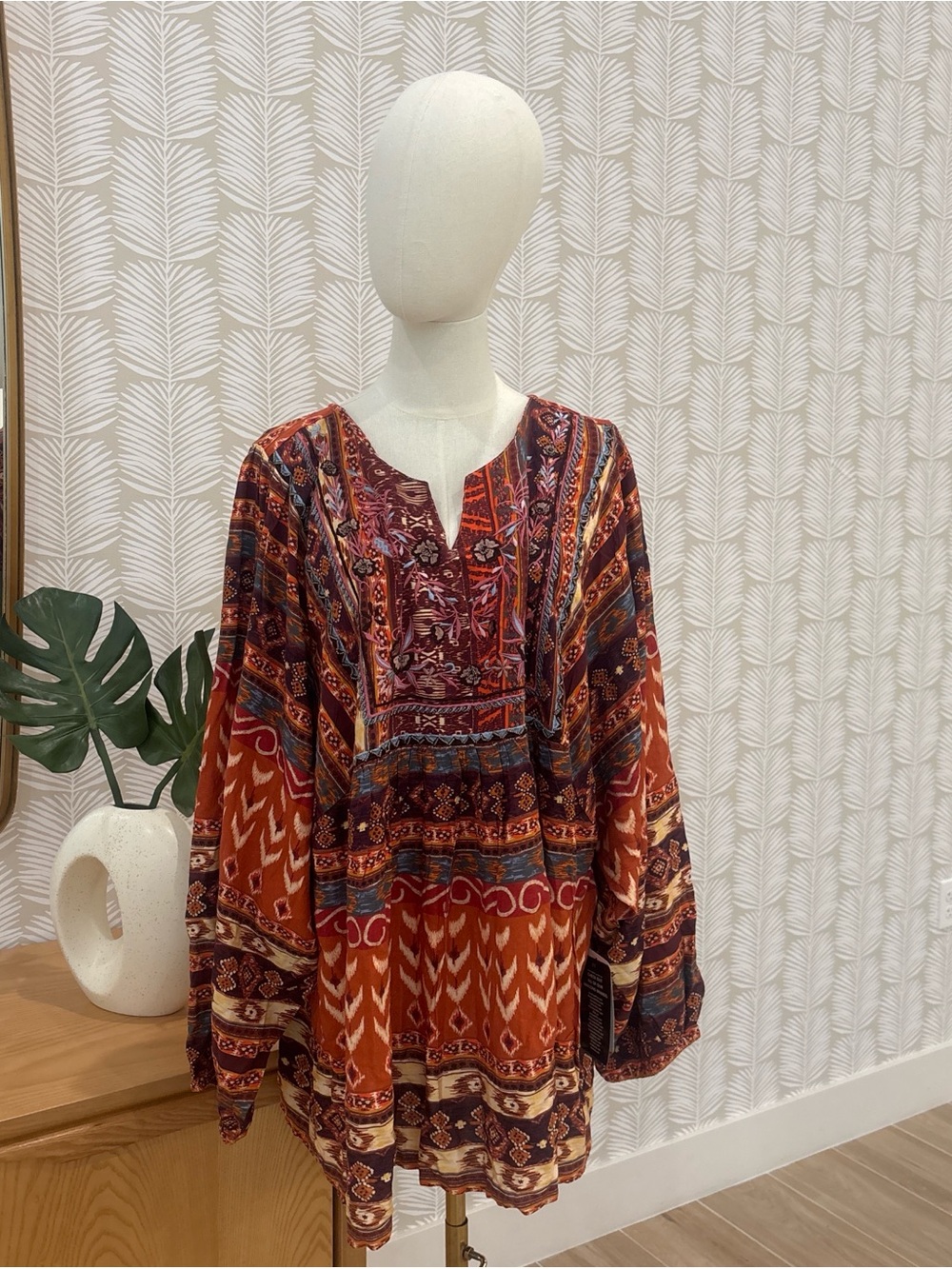 Joe Browns Multi-Pattern Burnt Orange and Burgundy Tunic